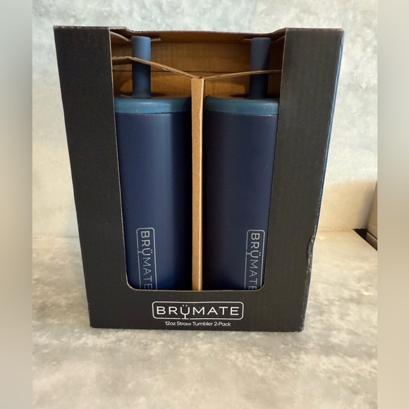 BRUMATE Other - NIB BrüMate 12oz straw tumbler set in matte navy